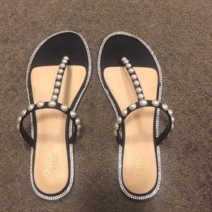 Flat Diamond and Pearl Sandals
